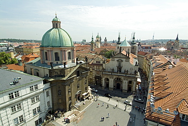 View from Charles Bridge looking over Stare Mesto, Prague, UNESCO World Heritage Site, Czech Republic, Europe