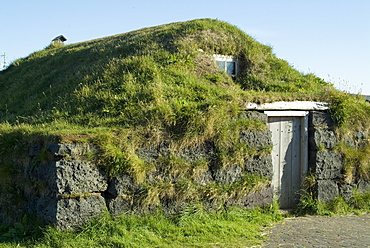 Traditional turf house, Eyrabakki, Iceland, Polar Regions