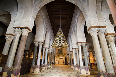 Interior, Mosque Okba (the Great Mosque), Kairouan, UNESCO World Heritage Site, Tunisia, North Africa, Africa