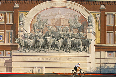 Murals downtown of cattle drive, Fort Worth, Texas, United States of America, North America