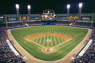 White Sox, baseball stadium at night, Chicago, Illinois, United States of America, North America