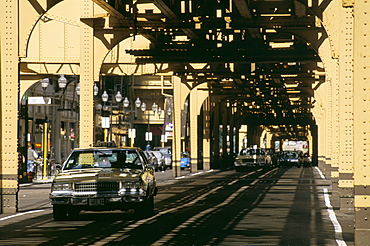 The Loop aerial metro rail, downtown, Chicago, Illinois, United States of America, North America