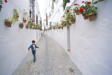 Narrow street, Arcos de la Frontera, Andalucia (Andalusia), Spain, Europe