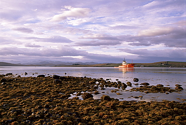 Coastguard ship on Loch Ewe, Aultbea, Wester Ross, Highland region, Scotland, United Kingdom, Europe