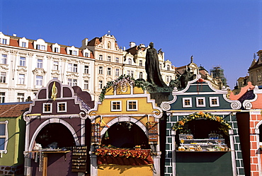 Market stalls, Old Town Square, Prague, Czech Republic, Europe