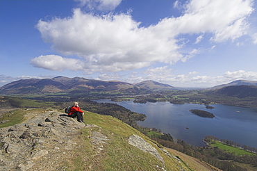 View of Derwent Water from Catbells, Lake District National Park, Cumbria, England, United Kingdom, Europe