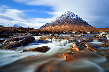 Buachaille Etive Mor and the River Coupall at the head of Glen Etive, Glen Coe end of Rannoch Moor, Highlands, Scotland, Highlands, United Kingdom, Europe