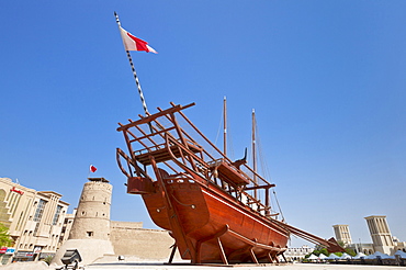 Traditional dhow, Dubai Museum, Al Fahidi Fort, Bur Dubai, United Arab Emirates, Middle East