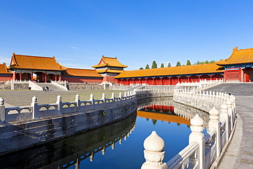 Inner Golden Water river flowing through the Outer Court, Forbidden City complex, Beijing, China, Asia