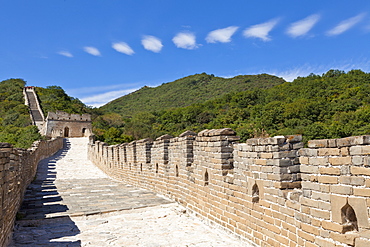 Newly restored section of the Great Wall of China, UNESCO World Heritage Site, Mutianyu, Beijing District, China, Asia