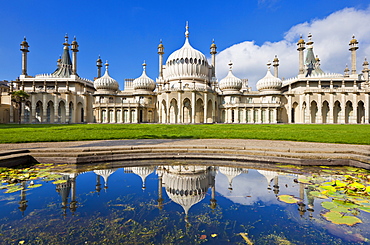 Brighton Royal Pavilion with reflection, Brighton, East Sussex, England, United Kingdom, Europe