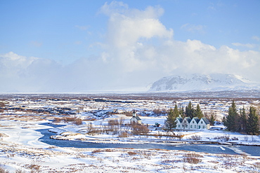 Thingvallabaer and River Oxara, Thingvellir National Park, UNESCO World Heritage Site, Iceland, Polar Regions