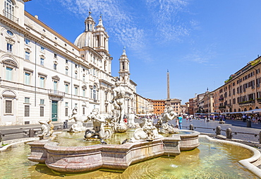 Sant'Agnese in Agone church and the Fontana del Moro in the Piazza Navona, Rome, Lazio, Italy, Europe