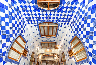 Inside atrium of Casa Batllo, a modernist building by Antoni Gaudi, UNESCO World Heritage Site, Passeig de Gracia, Barcelona, Catalonia (Catalunya), Spain, Europe