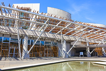 Exterior of the Scottish Parliament building, modern architecture, Holyrood, Edinburgh, Midlothian, Scotland, United Kingdom, Europe