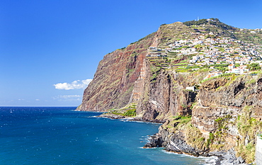 View of the high sea cliff headland Cabo Girao on the south coast of Madeira, Portugal, Atlantic, Europe