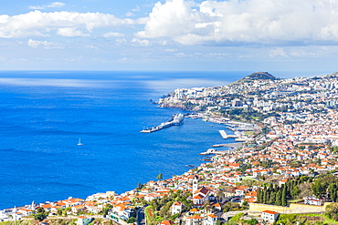 View over Funchal, capital city of Madeira, city, port and harbour, Madeirra, Portugal, Atlantic, Europe