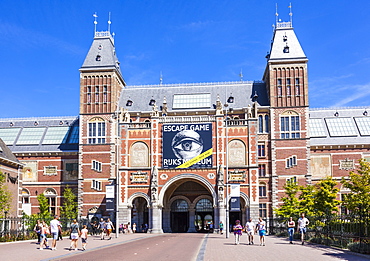 Entrance arch to the Rijksmuseum, Dutch Art gallery and museum, Amsterdam, North Holland, Netherlands, Europe