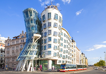 Prague Dancing House (Ginger and Fred) (Tancici dum) by Frank Gehry and Vlado Milunic, Prague, Czech Republic, Europe