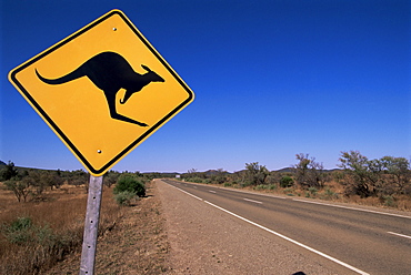 Kangaroo road sign, Flinders Range, South Australia, Australia, Pacific