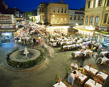 Pavement fish restaurants, Istanbul, Turkey, Europe