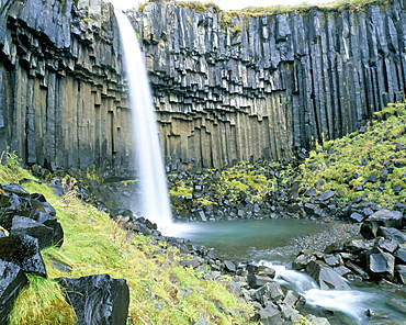 Svartifoss waterfall, Skaftafell National Park, Iceland, Polar Regions