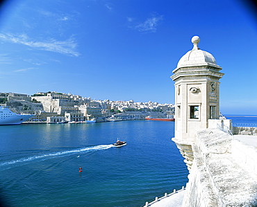 Valletta viewed over the Grand Harbour, Malta, Mediterranean, Europe