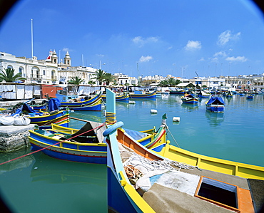 Fishing harbour, Marsaxlokk, Malta, Mediterranean, Europe