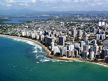 Aerial view of San Juan, Puerto Rico, West Indies, Caribbean, Central America