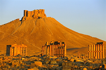 The archaeological site and Arab castle, Palmyra, UNESCO World Heritage Site, Syria, Middle East