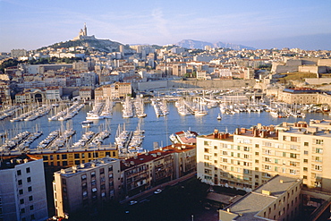 Cityscape of the port of Marseille, France 