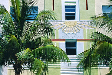 Art Deco Building detail, South Beach, Miami Beach, Florida, USA 