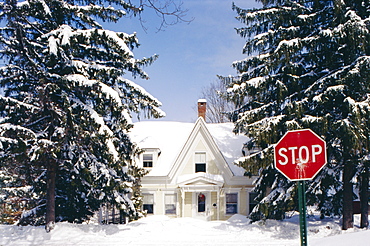 The New England town of Woodstock in Winter 