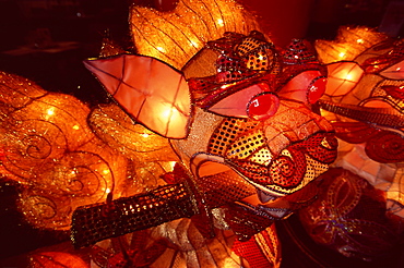 Close-up of illuminated lantern, Taipei, Taiwan, Asia