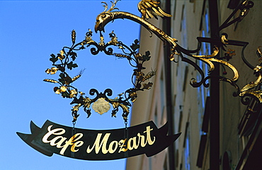 Mozart Cafe sign, Salzburg