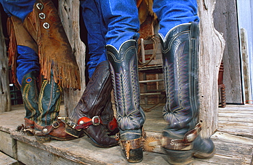 Close-up of cowboy boots with spurs, Fort Worth