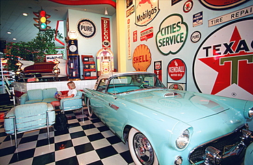 Classic car in the lobby of the Desert Land Hotel, Ocean Drive, Miami Beach (South Beach), Miami, Florida, USA