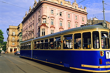 Tram in the old town, Cacovie, Poland