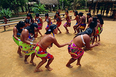 Embera Indians dancing, Chagres National Park, Panama, Central America