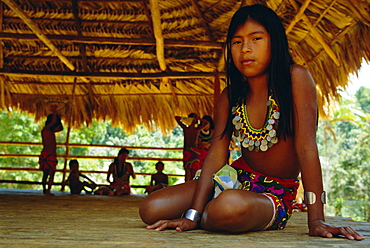 Portrait of an Embera Indian girl, Chagres National Park, Panama, Central America