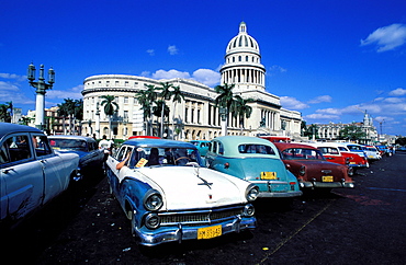 Capitolio and cars, Havana, Cuba, Central America