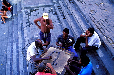 Men playing at dominoes, Tivoli district, Santiago de Cuba, Cuba, Central America