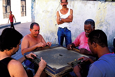 Men playing at dominoes, Tivoli district, Santiago de Cuba, Cuba, Central America