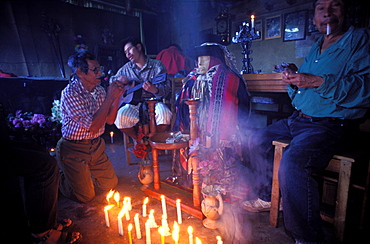 Maximon cult, Santiago Atitlan, Lake Atitlan, Guatemala, Central America