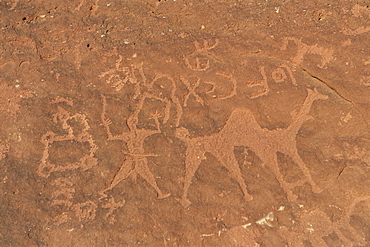 Rock carvings, Wadi Rum, Jordan, Middle East