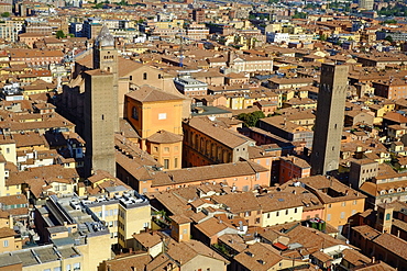 View over the city with the towers of the town, Bologna, Emilia-Romagna, Italy, Europe 