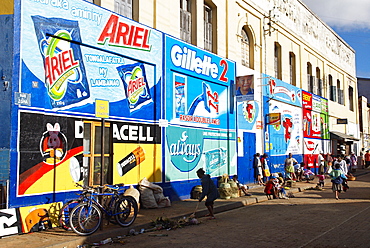 Wall painting advertising, Low City, Antananarivo (Tananarive), Madagascar, Africa