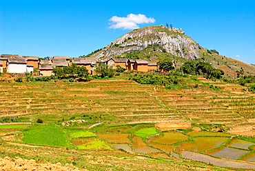 Traditional village on Hill around Fianarantsoa, Madagascar, Africa