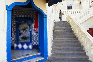 Moktar Ahardan stairs, Medina (Old City), Tangier, Morocco, Door in the Medina (Old City), Tangier (Tanger), Morocco, North Africa, Africa