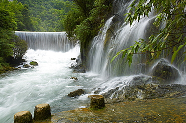 Waterfall in Xiaoqikong rain forest, Guizhou Province, China, Asia 